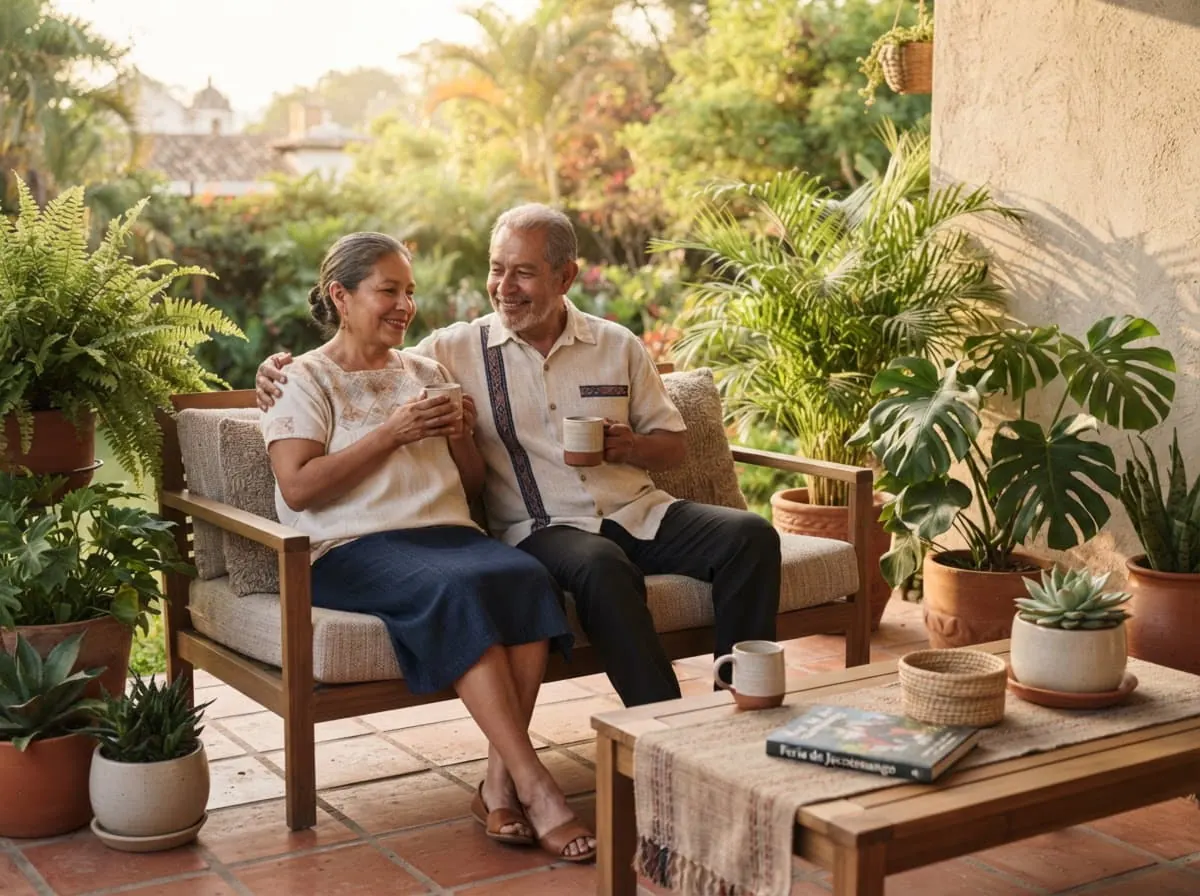 Pareja guatemalteca mayor de 50 años en casa