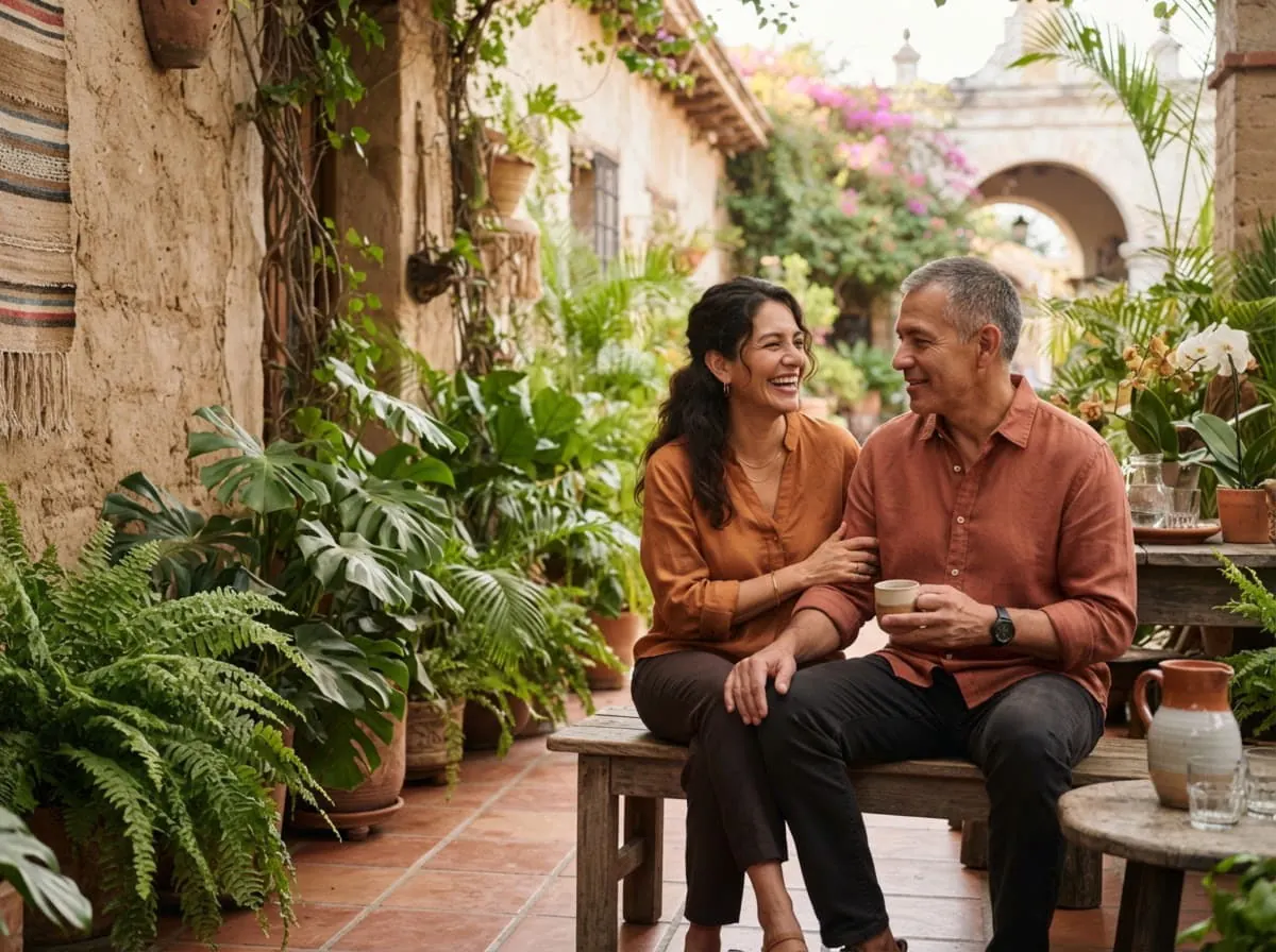 Pareja guatemalteca mayor de 50 años en casa