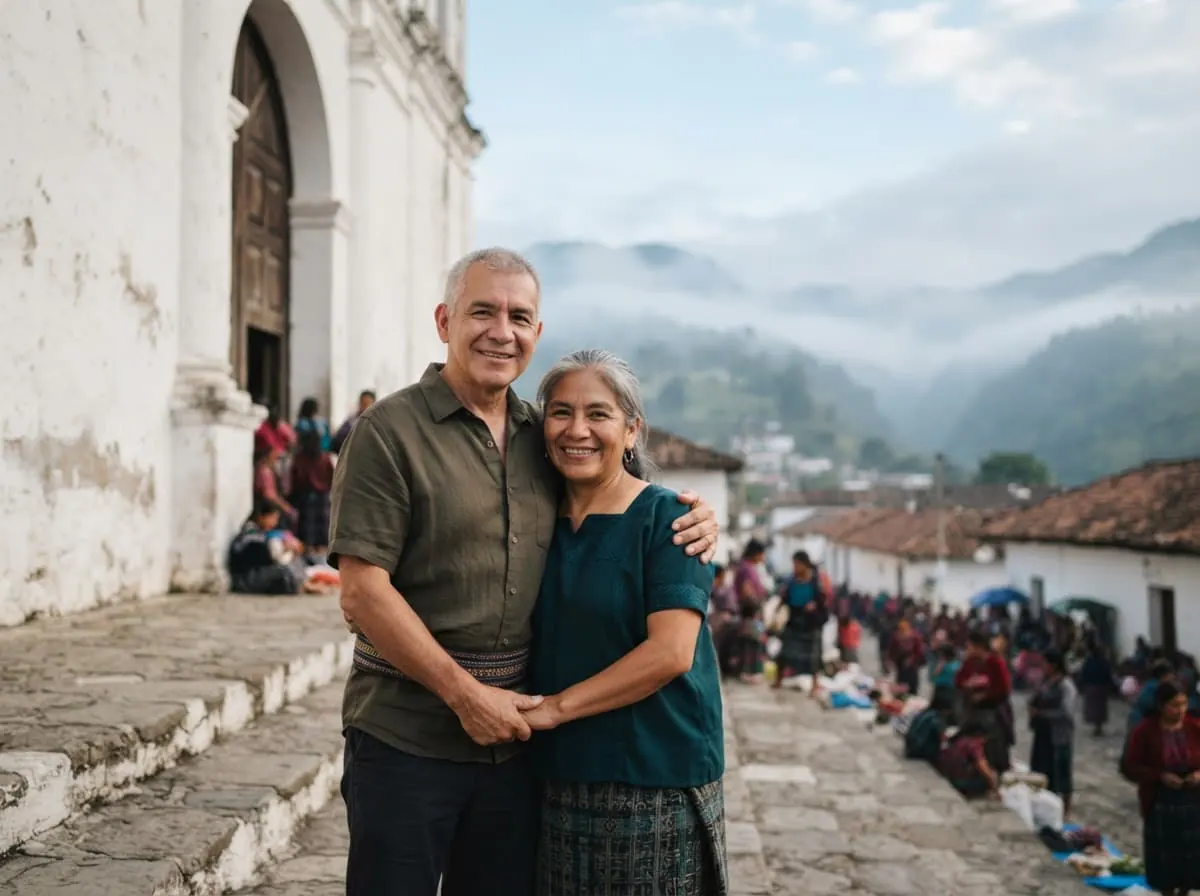 Pareja guatemalteca mayor de 50 años en casa
