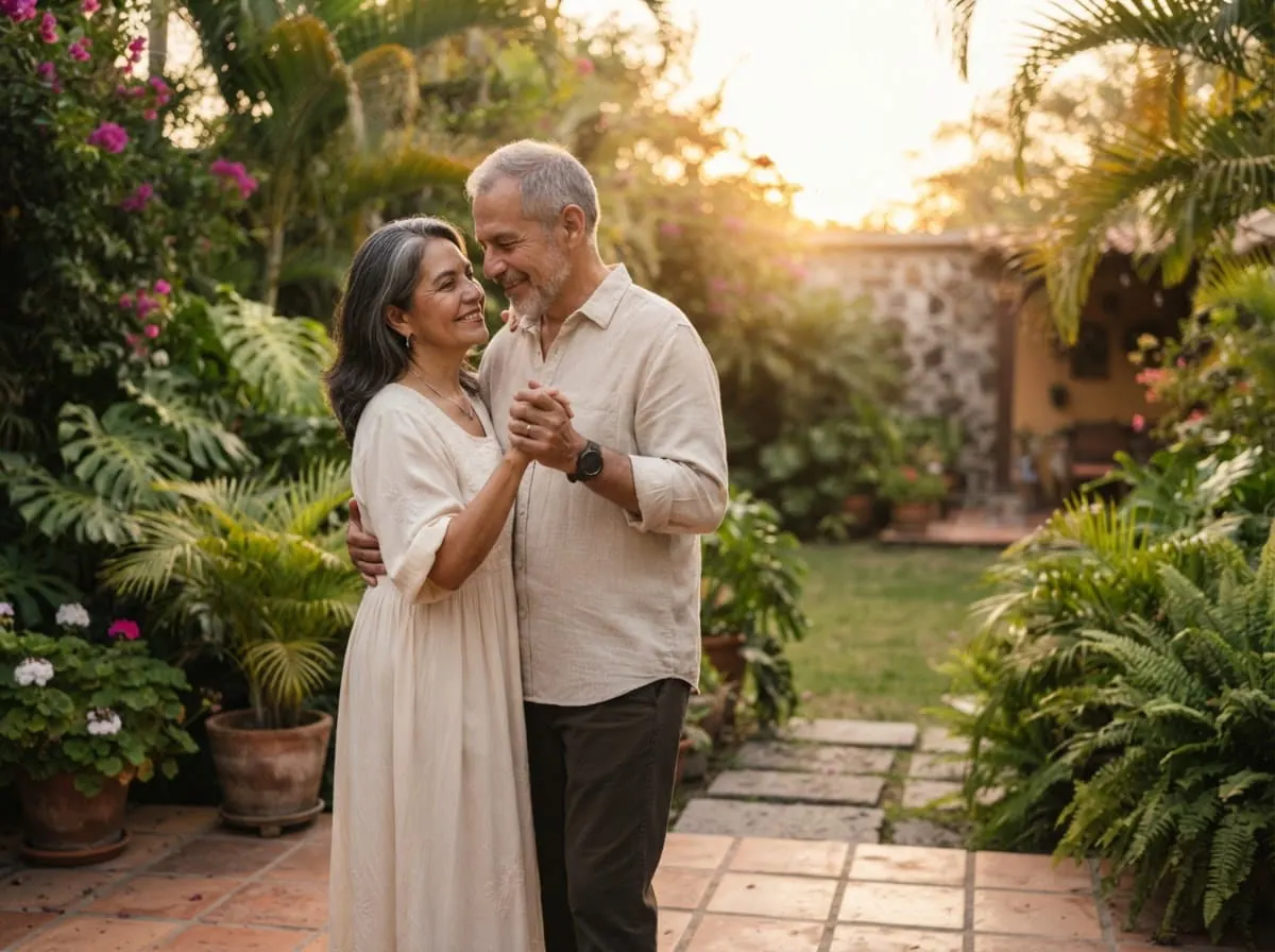 Pareja guatemalteca mayor de 50 años en casa