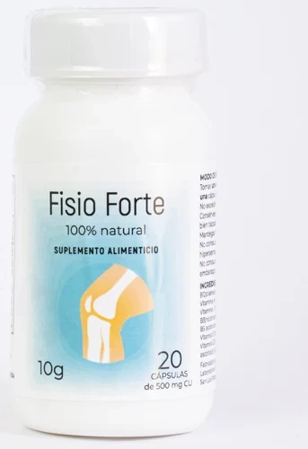 Fisio Forte — empaque, 20 cápsulas de 500 mg · 10 g