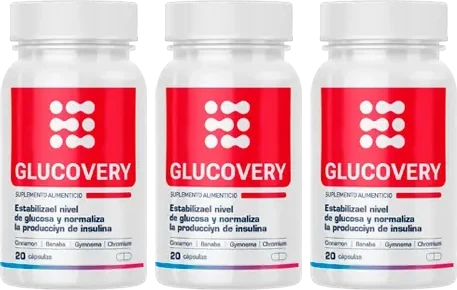 Glucovery — empaque, 20 cápsulas